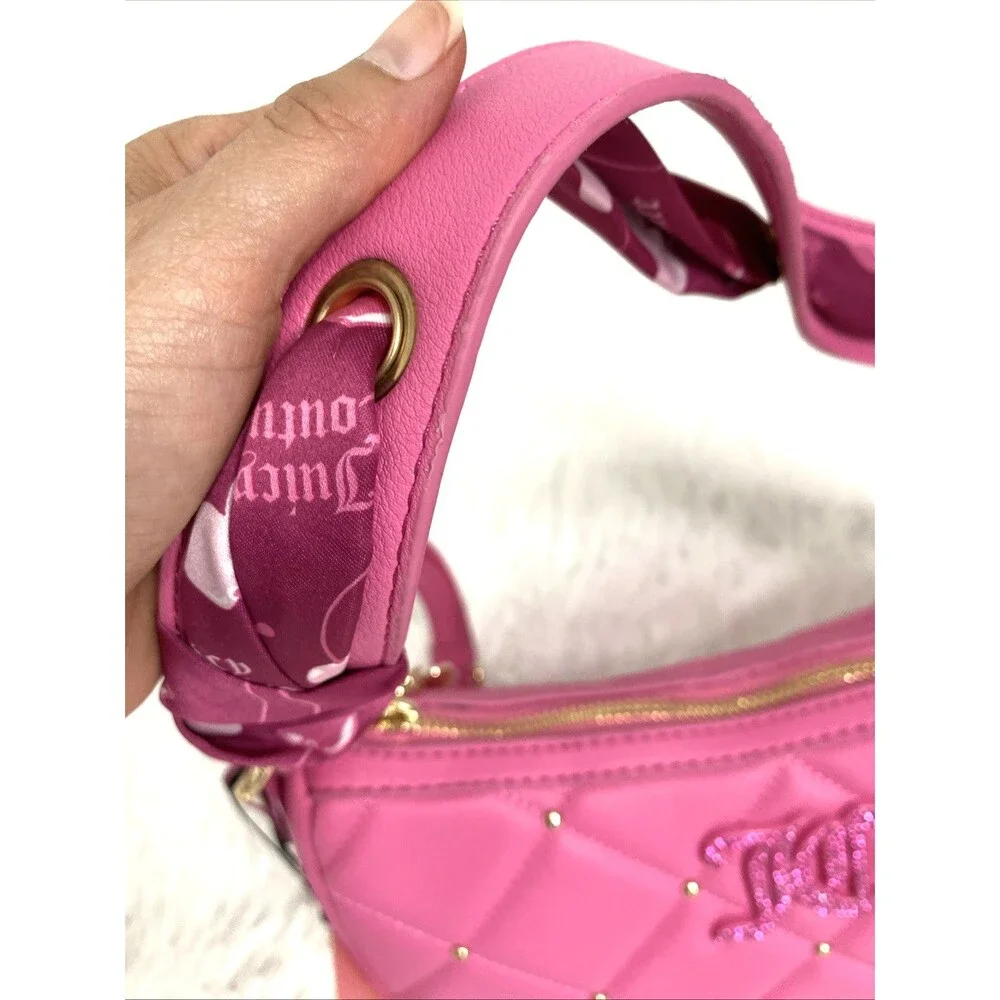 Juicy Couture Shoulder Bag with Scarf Holding The Line COHO Raspberry Hot Pink